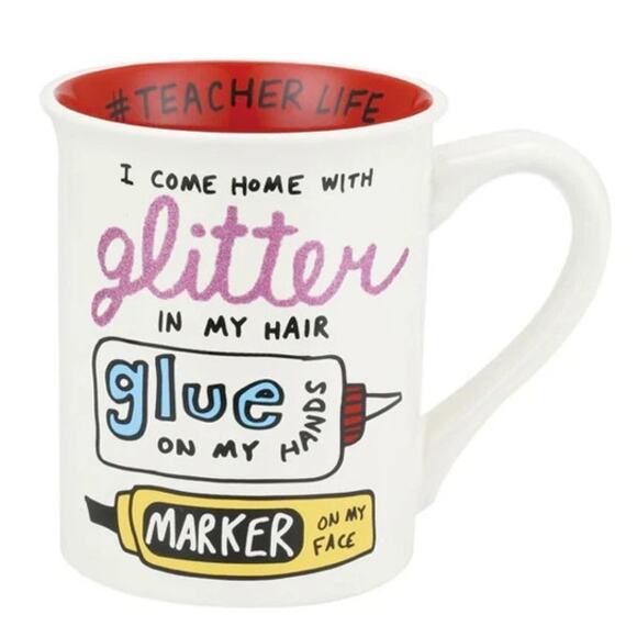 Glitter Glue Marker Teacher Mug Funny Coffee Cup Teacher Appreciation Gift 16OZ - Picture 1 of 8
